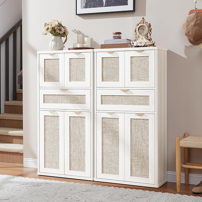 LEYAOYAO 48" Tall Storage Cabinet, Rattan Bathroom Floor Cabinets - Image 9