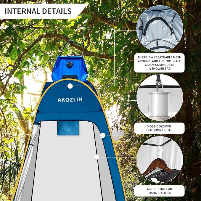 AKOZLIN Portable Pop Up Shower Tent Instant Privacy Dressing Changing Tent - Image 3
