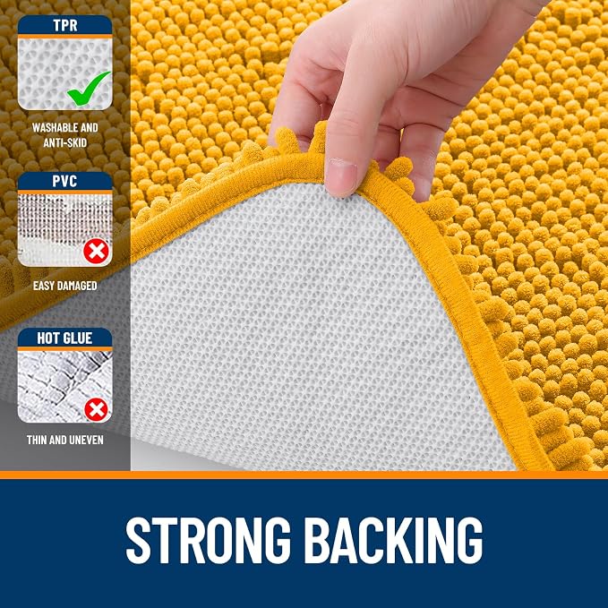 OLANLY Bathroom Rugs 30x20, Extra Soft Absorbent Chenille Bath Rugs, Rubber - Image 6