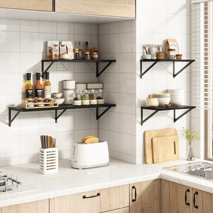 36"W x 10"D Floating Shelves, 10 Inch Deep Black Floating Shelves, Farmhouse - Image 6