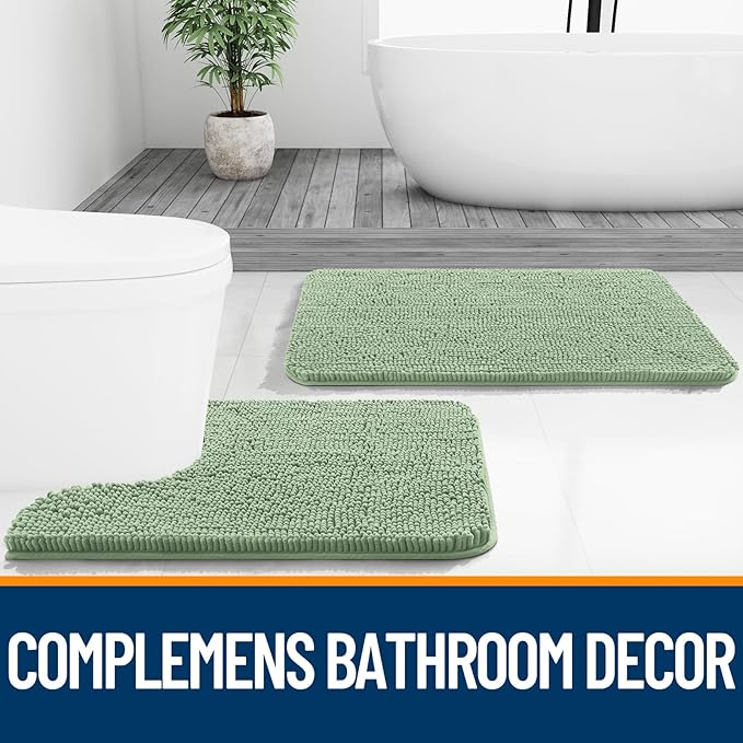 OLANLY Bathroom Rugs Sets 2 Piece, Soft Absorbent Chenille Bath Mats and - Image 6