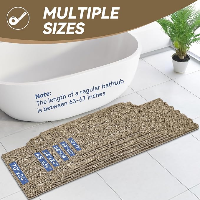 Bcoimo 44"×24" Chenille Bath Mat – Non-Slip - Image 2