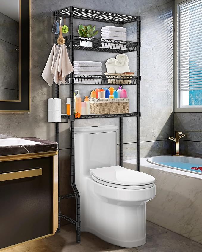 Bathroom Organizer Over The Toilet Storage, 4-Tier Metal Bathroom Over Toilet - Image 9