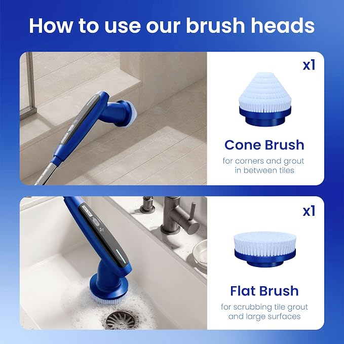8-in-1 Electric Spin Scrubber, Fully Waterproof Cordless Power Cleaning Brush - Image 4