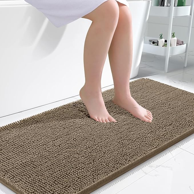 OLANLY Bathroom Rugs 47x24, Extra Soft Absorbent Chenille Bath Rugs, Rubber by OLANLY