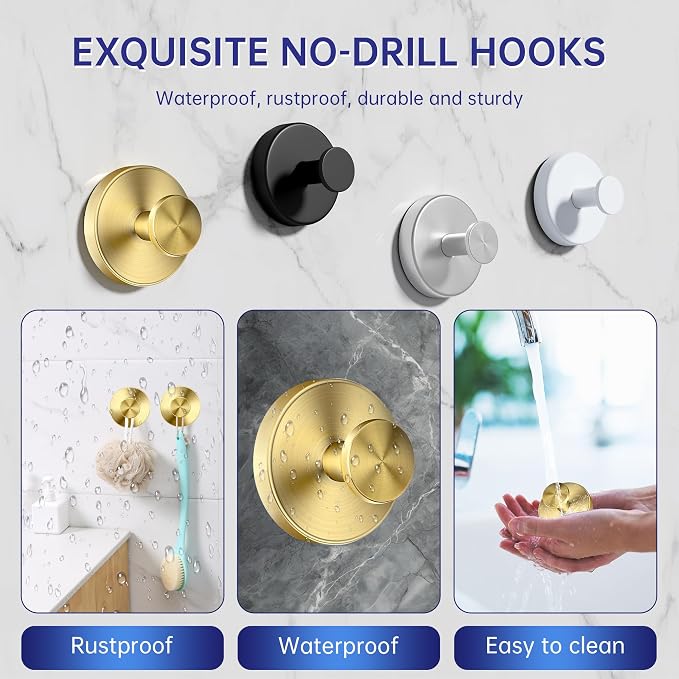 luckin smile Suction Cup Hooks for Shower, No-Drill Removable Towel Hook for - Image 5