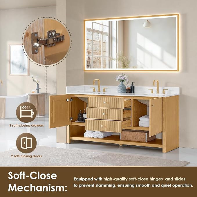 ALTAIR 72 Double Sink Bathroom Vanity Mordern Pedestal Pre-Assembled Vanities - Image 4