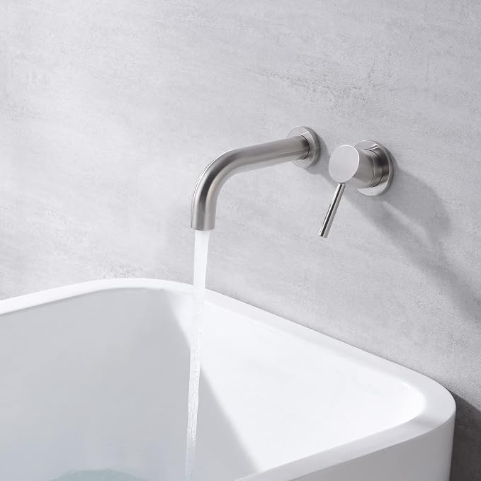 SUMERAIN Tub Faucet Brushed Nickel Wall Mount Bathtub Faucet Single Handle - Image 4