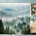 Riyidecor Extra Wide Green Mountain Shower Curtain 108Wx72H Inch Rustic Nature by Riyidecor