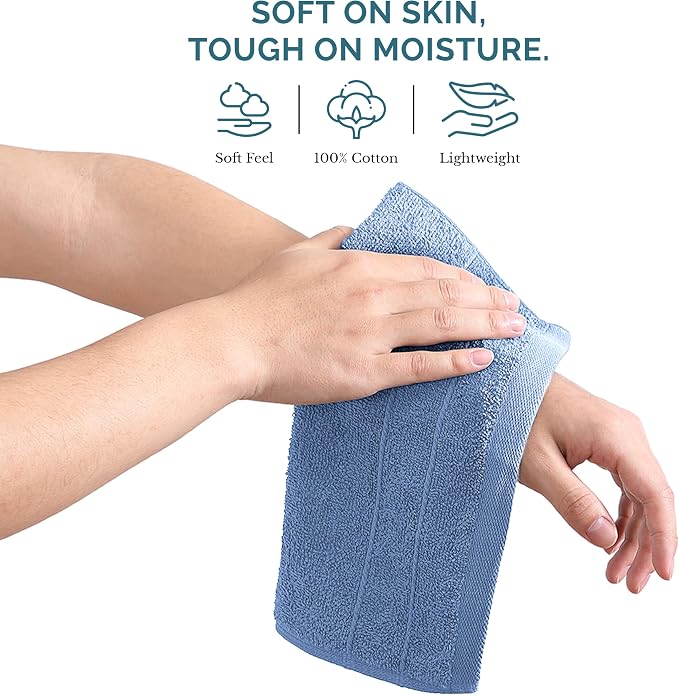 Casa Platino 100% Cotton Wash Cloths 12 Pack - Image 4