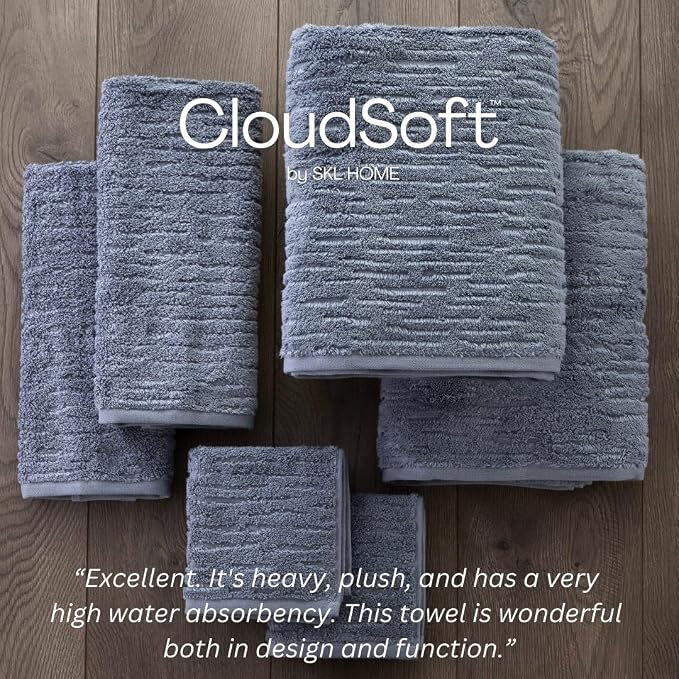 SKL Home CloudSoft Cotton Luxury 6-Piece Towel Set, Smoke Blue - Image 6