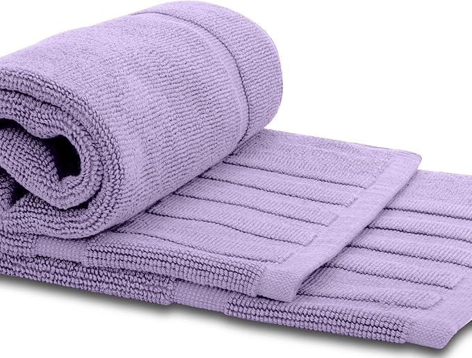White Classic Luxury Bath Mat Floor Towel Set - Image 4