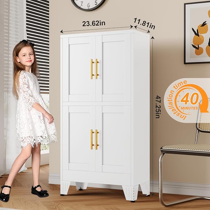 47.25" Metal Pantry Cabinet, Storage Cabinets - Image 3