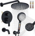 Iriber Mattle Black Bathtub Shower Faucet Set，Bathroom Shower System by Iriber