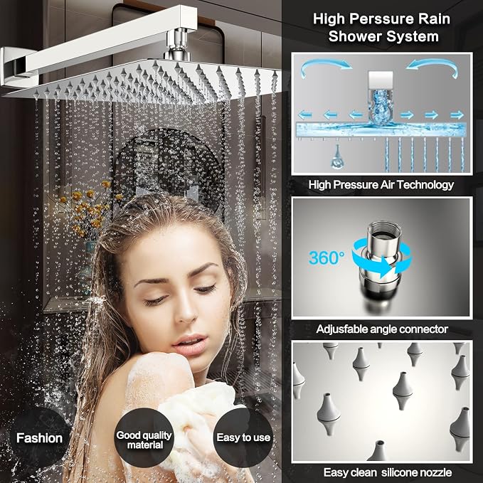Rain Shower System 12 inch Shower Faucet Set - Image 3