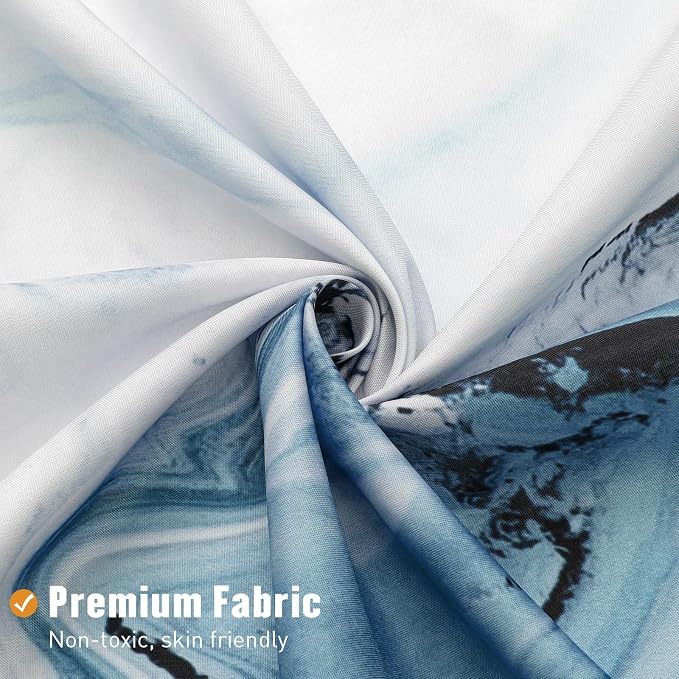 MitoVilla Blue Marble Extra Long Shower Curtain Set 72 x 84, Modern Ombre 84 - Image 5
