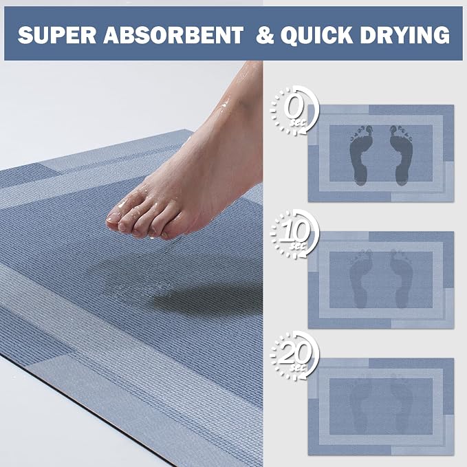Non Slip Long Bath Mat Bathroom Runner, Rubber Backing Ultra Thin Bathroom Rugs - Image 5