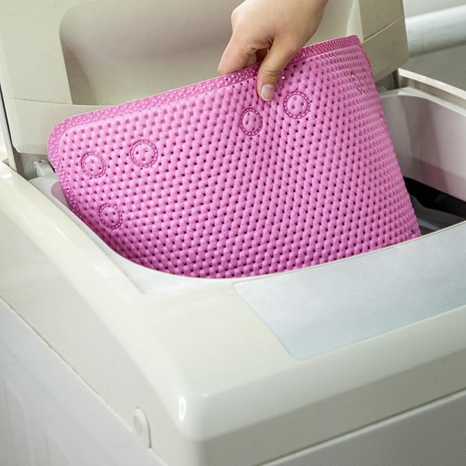 Bathtub Mat Non Slip 36” X 17” Pink Shower Mat Soft Foam Bath Mats - Image 6
