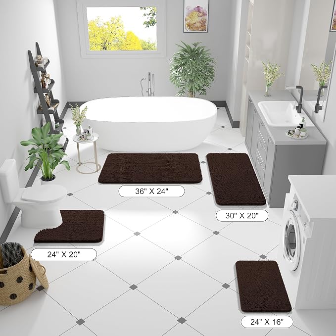OLANLY Bathroom Rugs 45x27, Extra Soft Absorbent Chenille Bath Rugs, Rubber - Image 2
