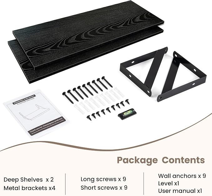 Dreamland Wall Shelves Long, 24W x 8D Wall Mounted Shelves Set of 2, Wide - Image 7
