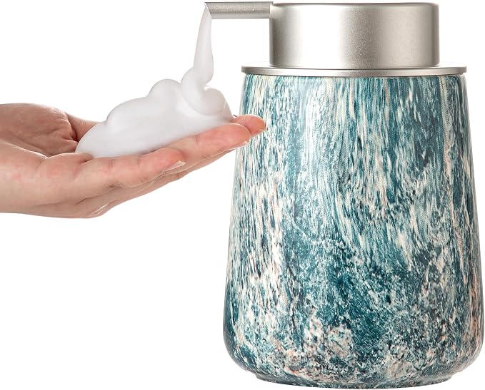 Enra Ceramic Foam Soap Dispenser, 12 oz Blue Foaming Soap Dispenser by Enra