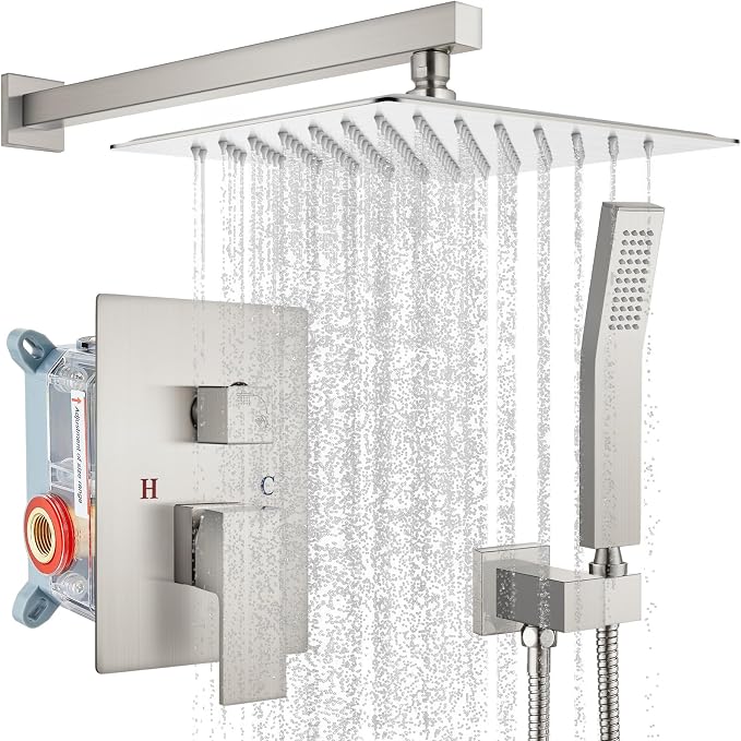 gotonovo Rainfall Bathroom Shower System Rain Shower Head and Handle Set Wall by HOME