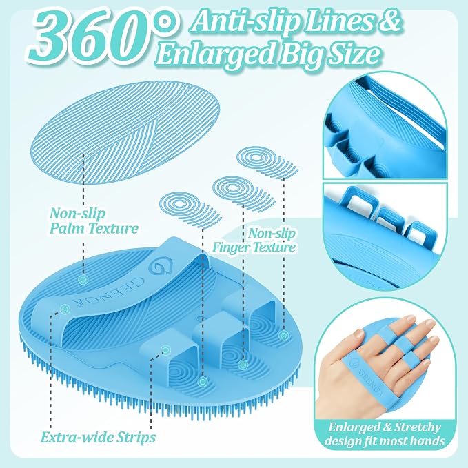 Silicone Back Scrubber & Soft Bath Glove 2PCS, 360° Anti-Slip Hand-fit Silicone - Image 5