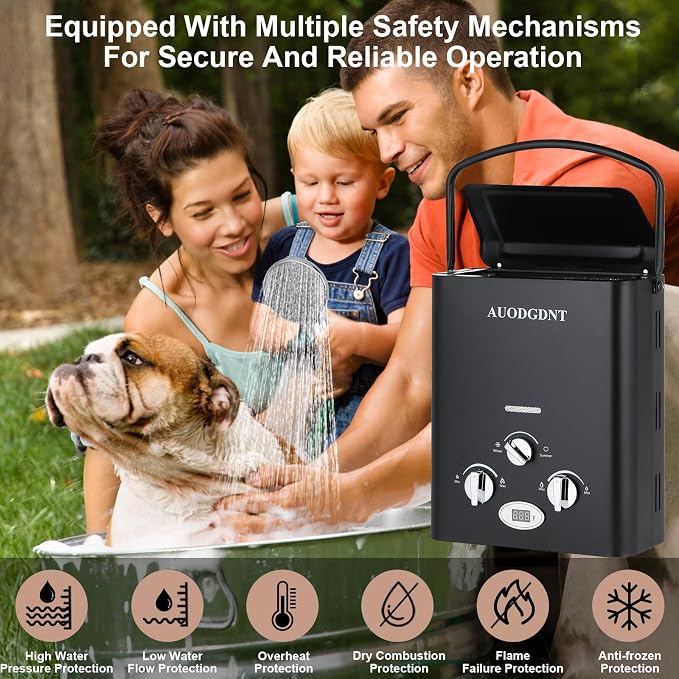 Portable Water Heater Propane Tankless, 6L 1.58GPM Outdoor Instant Gas Water - Image 2