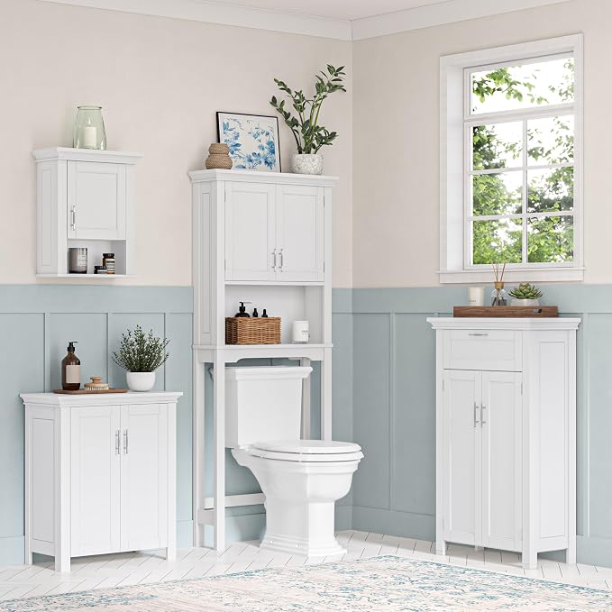 RiverRidge Somerset Spacesaver Over The Toilet Storage Cabinet Pure White - Image 2