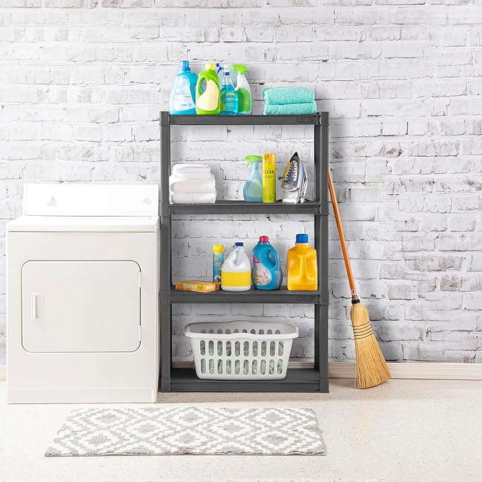 Sterilite 4-Shelf Plastic Storage Rack, Heavy Duty Shelving Unit - Image 6