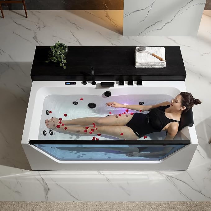 Empava Acrylic Whirlpool Bathtub, 71-Inch Jetted Bathtub - Image 8