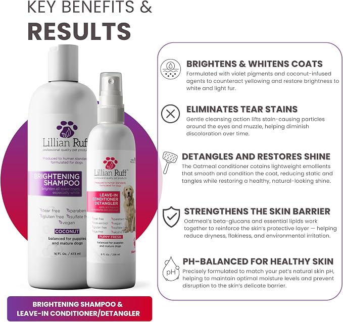 Lillian Ruff PRO Formula Ultra Brightening Dog Shampoo & Leave-in Conditioner - Image 3
