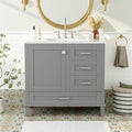 36" Bathroom Vanity with Solid Pine Frame, 1 Soft Close Door and 3 Drawers by THINK30
