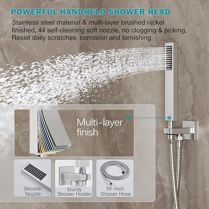 Shower System, Brushed Nickel Shower Faucet Set - Image 4