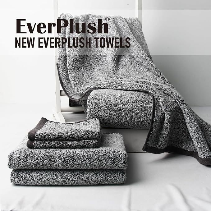 Everplush Diamond Jacquard 6 Pieces Bath Towel Set, Luxury Super Soft Oversized - Image 4