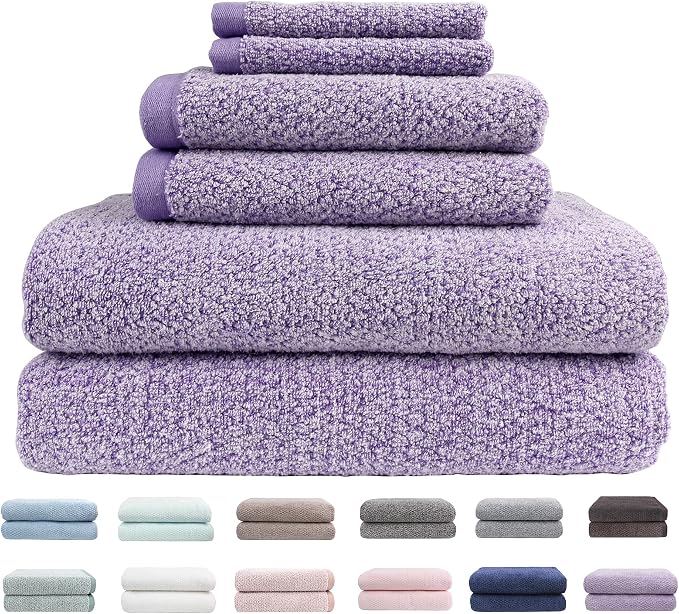 Everplush Diamond Jacquard 6 Pieces Bath Towel Set, Luxury Super Soft Oversized by Everplush