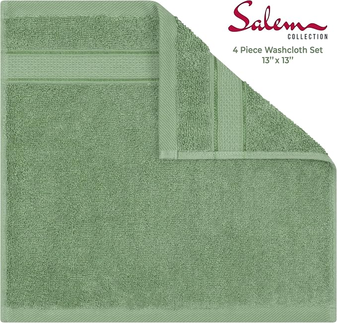 American Soft Linen Salem Washcloth Sets, 4 Piece Luxury 600 GSM 100% Cotton - Image 4
