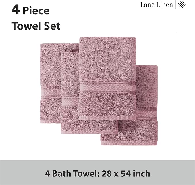 LANE LINEN 100% Cotton Large Bath Towels Set of 4 - Image 4