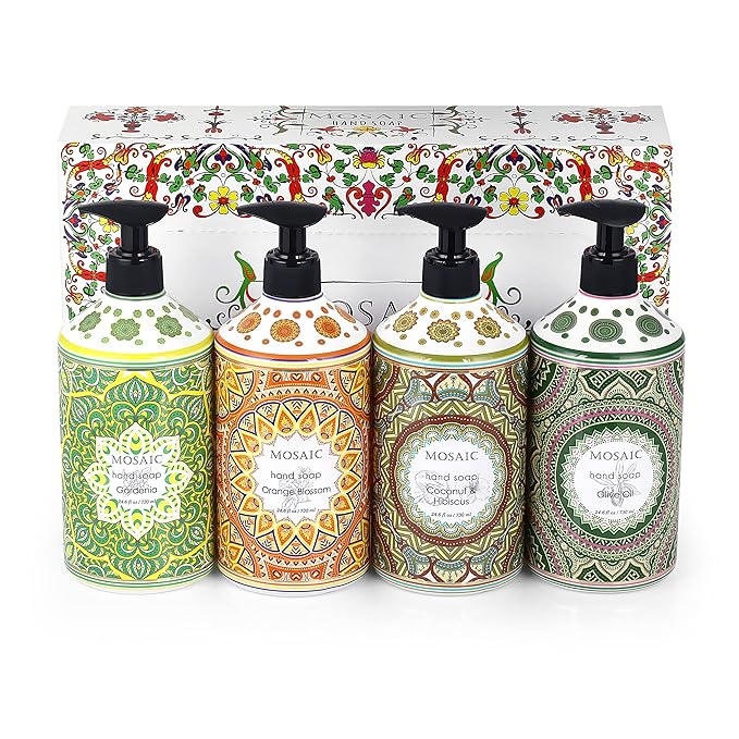 Mosaic Liquid Hand Soap / Wash Gift Set, Ideal Bathroom Kitchen Hand Soap Set - Image 3