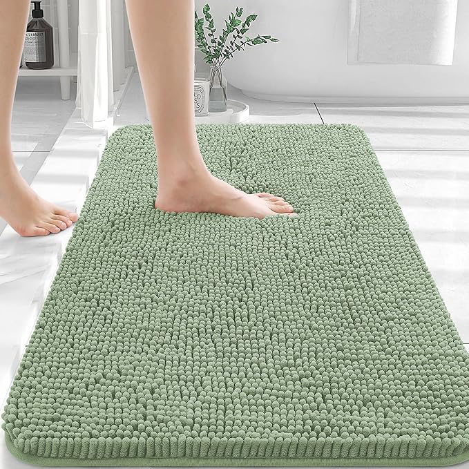 OLANLY Bathroom Rugs 30x20, Extra Soft Absorbent Chenille Bath Rugs, Rubber by OLANLY