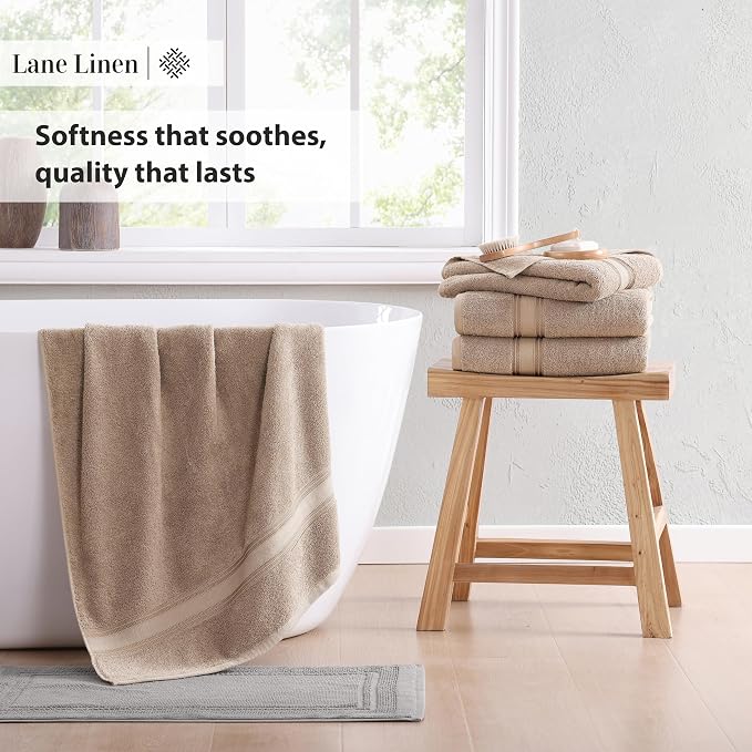 LANE LINEN 100% Cotton Bath Towels Set of 4 - Image 5