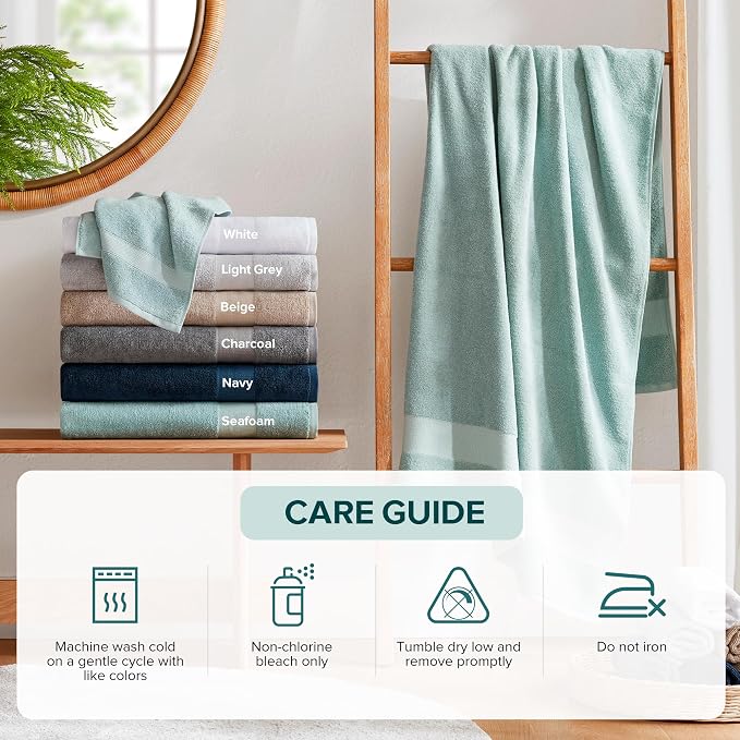 Comfort Spaces Turkish Bath Towel Set of 4 Piece 27x54 Medium 100% Cotton - Image 5
