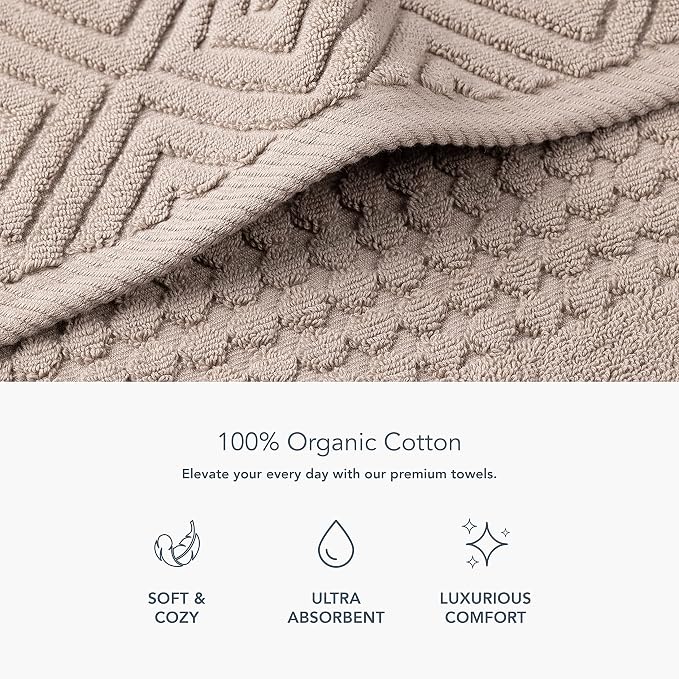 Texere 100% Organic Cotton Diamond Jacquard 700 GSM Luxury Bath Towel Sets - Image 3