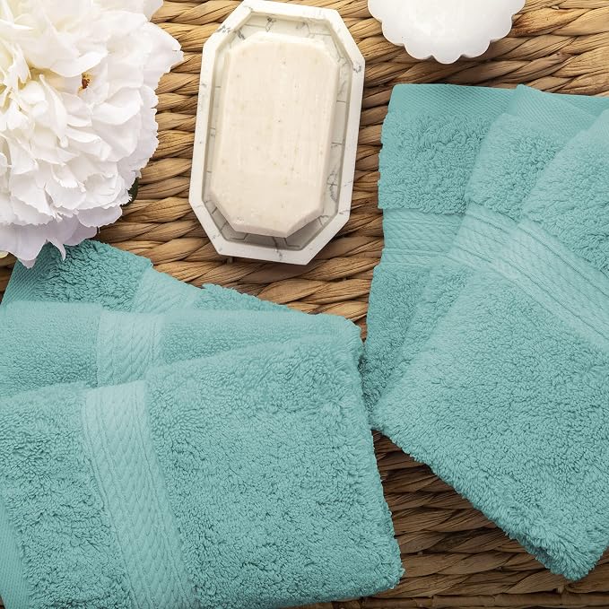 Superior Egyptian Cotton Pile Face Towel/Washcloth Set of 6, Ultra Soft Luxury - Image 4