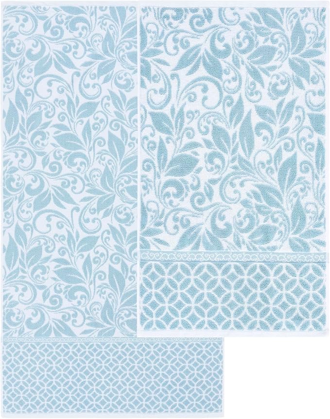 Modern Threads Trefoil Filigree 6-Piece 100% Cotton Towel Set – Reversible Yarn - Image 5