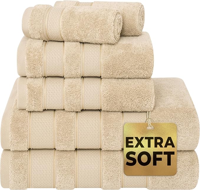American Soft Linen Salem Turkish Bath Towel Set, 100% Cotton 600 GSM 6 Piece by AmericanSoftLinen