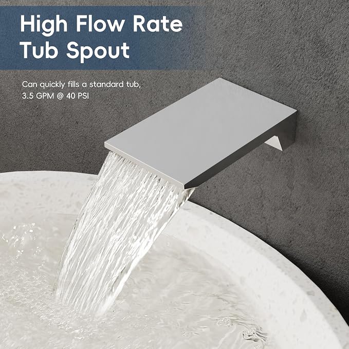 Gabrylly Shower System with Tub Spout, Wall Mounted Tub Shower Faucet Set - Image 5