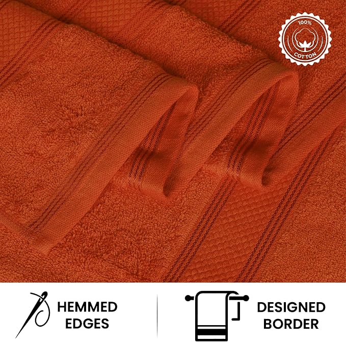 Casa Lino Coral Orange Bath Towels Set of 4 - Image 5
