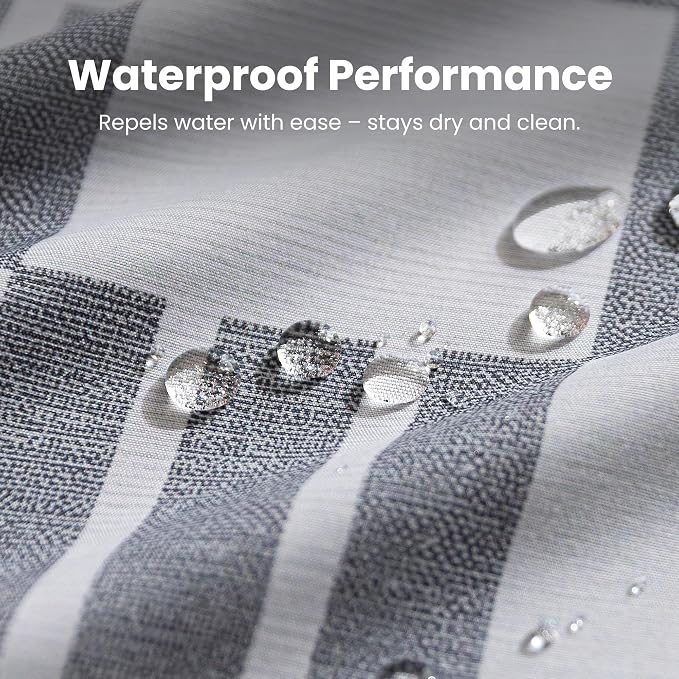 SLEEP ZONE Grey Checkered Shower Curtain Waterproof Curtains - Image 4