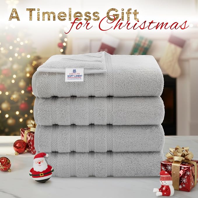 American Soft Linen Luxury 4 Piece Bath Towel Set, 600 GSM 100% Cotton Turkish - Image 2